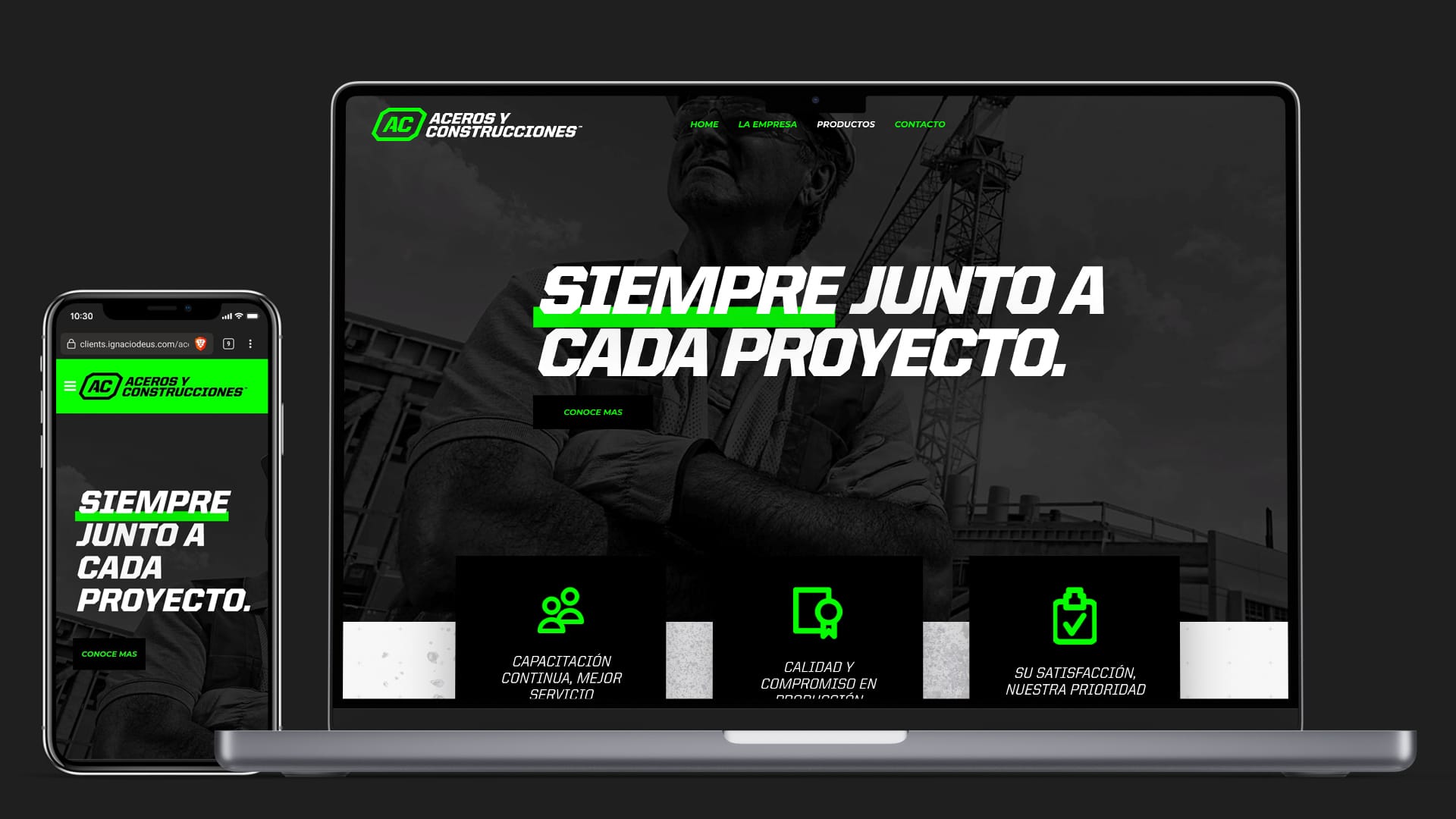 Aceros y Construcciones. Goya. Corrientes. Identidad corporativa. Diseño Web. Diseño de móvil. Steel and Construction. Goya. Corrientes. Corporate Identity. Web Design. Mobile Design.